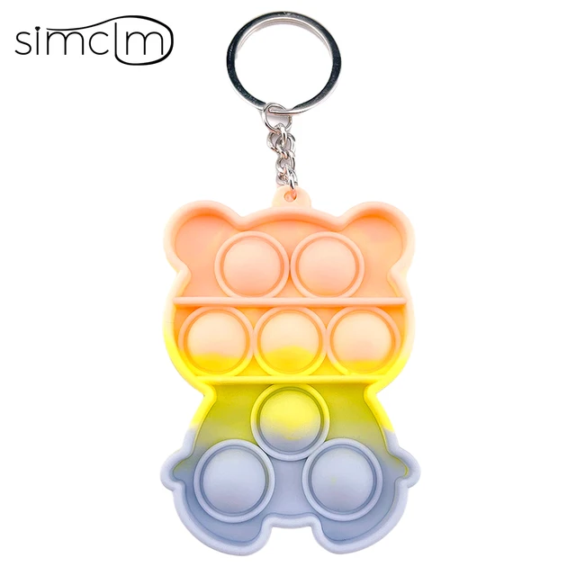 Mini Anime Push Keychain for Children Adult Sensory Trinkets Pop Bubble Among Us Key Ring Educational Cute Toy Anti-stress Funny I