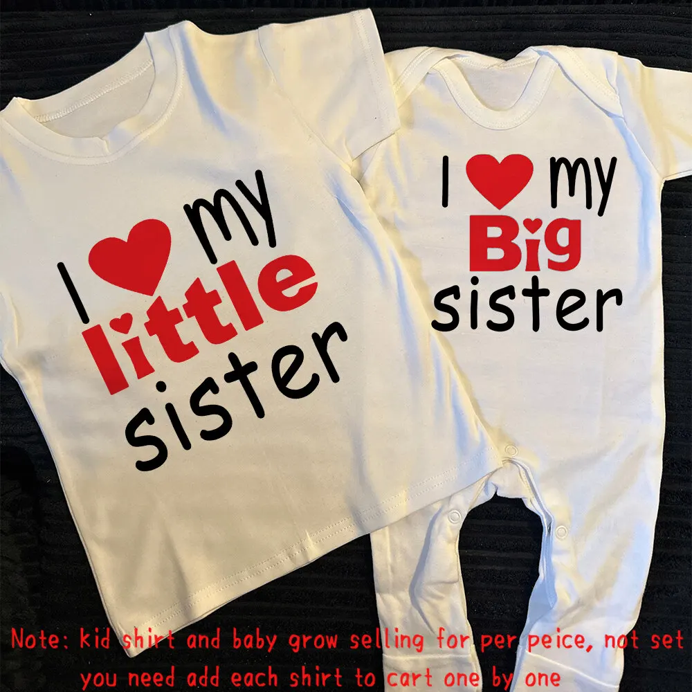 I Love My Littler / Big Brother Siblings Matching T-shirt & Baby Grow Pregnancy Annoucement Baby Shower Gift New Big brother