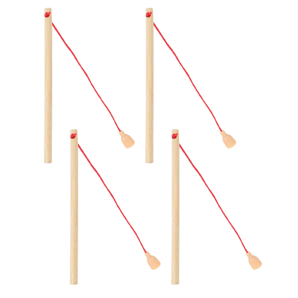 

4Pcs Wooden Magnetic Fishing Rods Kids Fishing Poles Wooden Fishing Pole Toys Kid Toys
