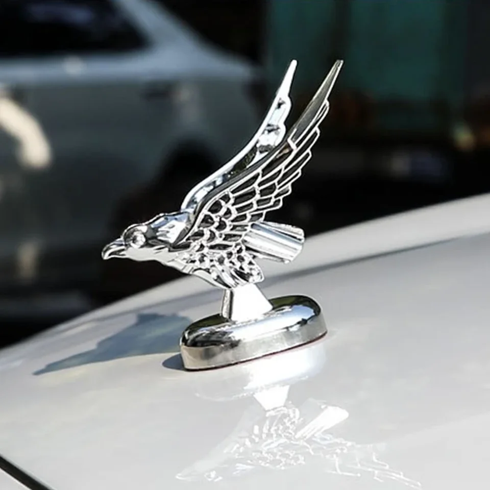 Emblema Auto 3D Aquila - Copri Cofano Cromato In Lega E ABS - Ornamento Auto Personalizzato