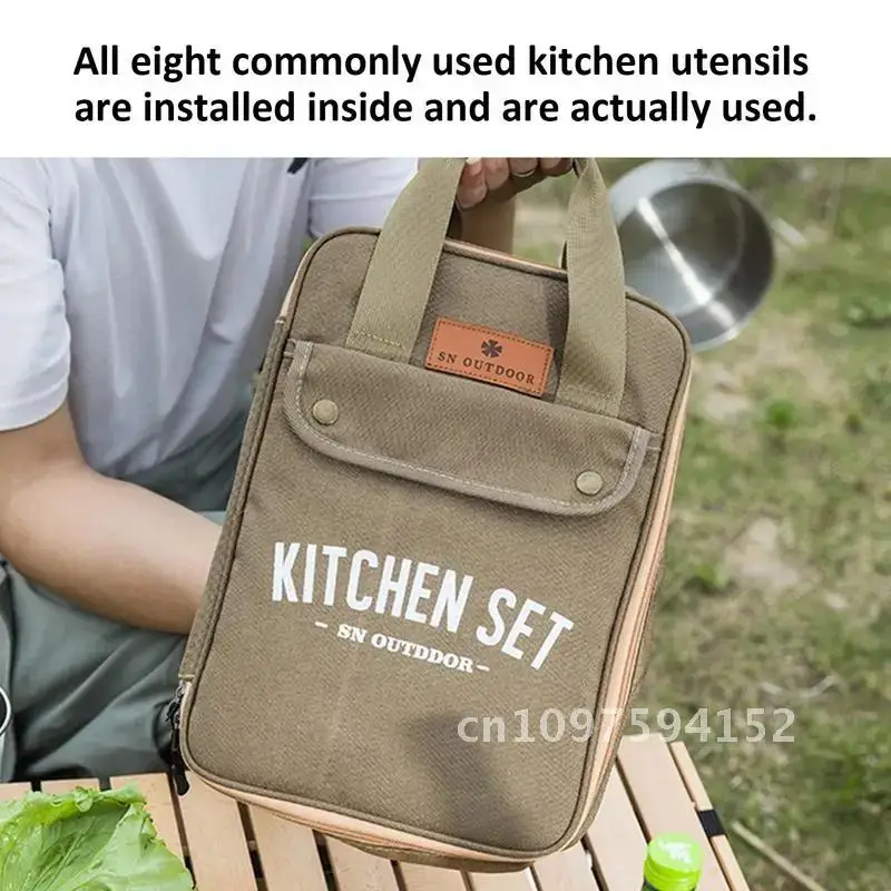Outdoor Cooking Equipment Camping Cookware Kit with Camping Bag Storage Travel Organizer Set Kitchen Utensil Set Utensil Tool