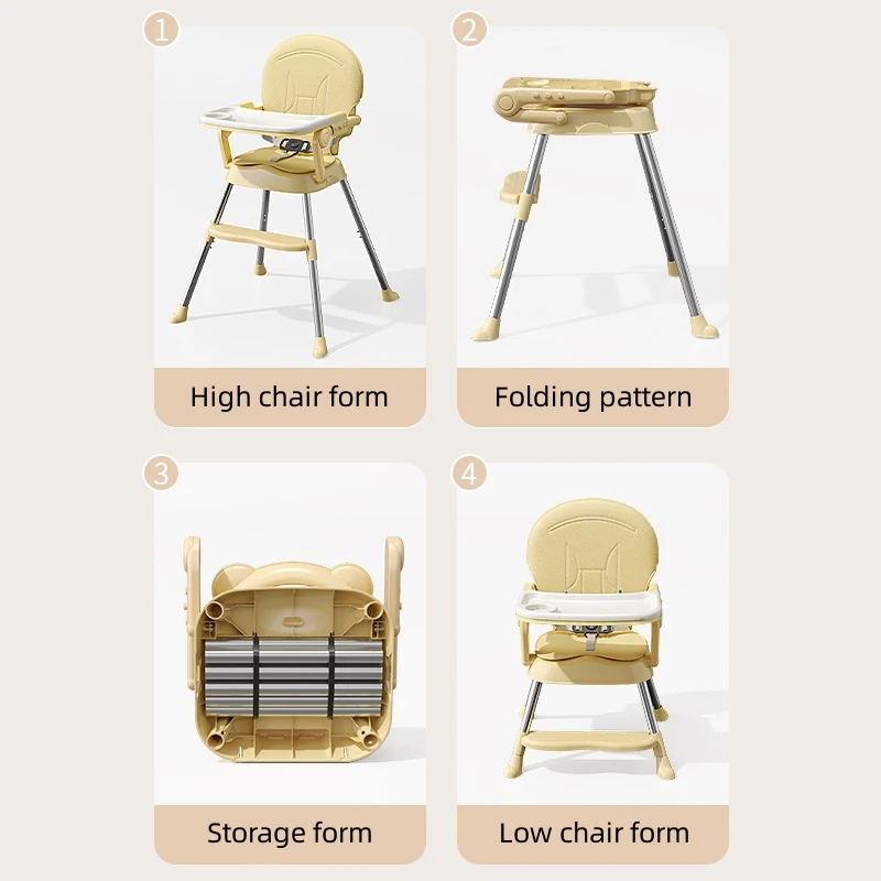 Baby dining chair Multi-functional foldable adjustable height children's dining chair home portable baby seat