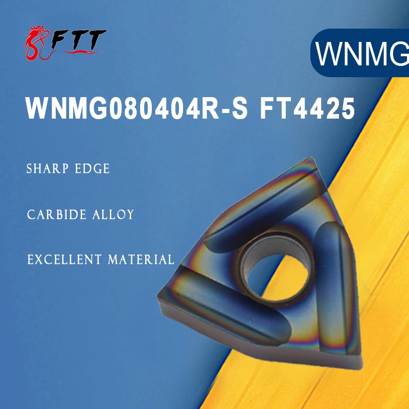 

10PCS WNMG080404R-S FT4425 Carbide Inserts Original WNMG080404 CNC Mechanical Lathe Cutting Tool Accessories