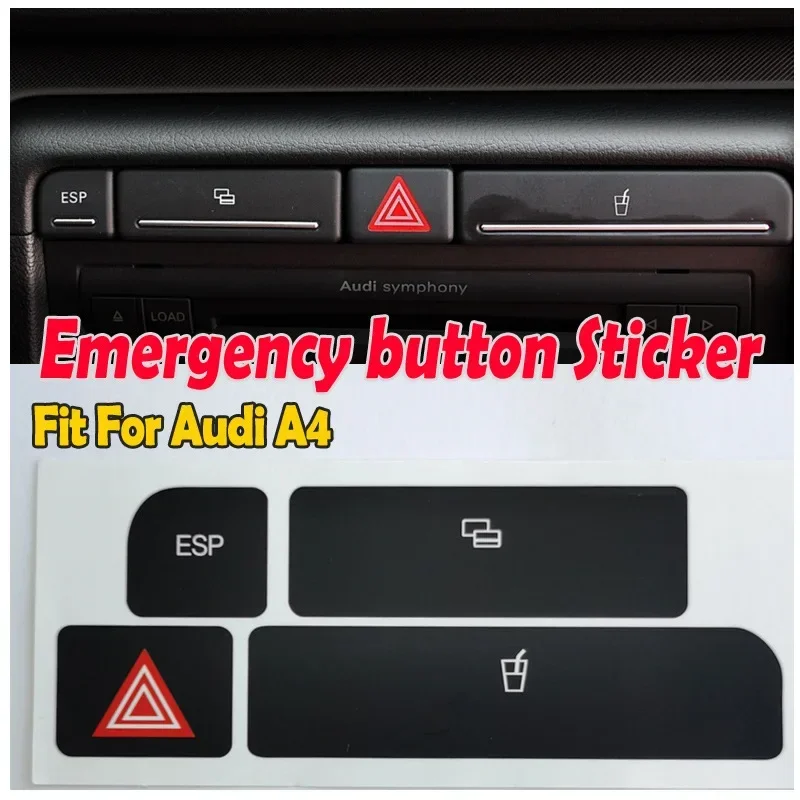 

Fits For Audi A4 Cup Holder ESP Emergency Stickers Decals Repair Worn Button Knob Switch