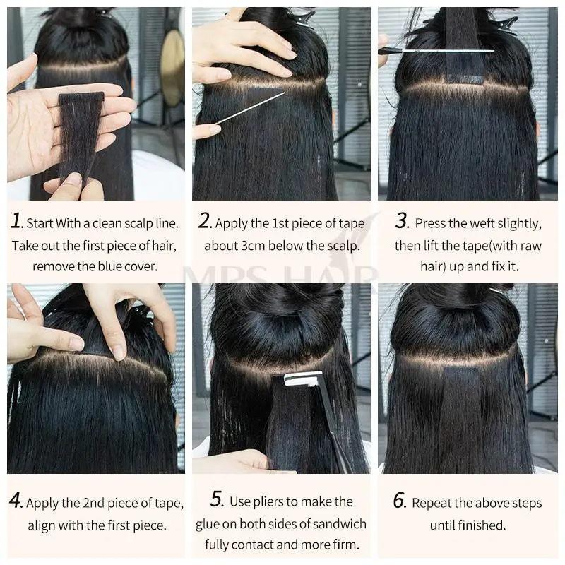 Extensiones de cabello humano con cinta Invisible, mechones de cabello liso, Yaki, Remy, 4x0,8 cm, 1B, 20 piezas