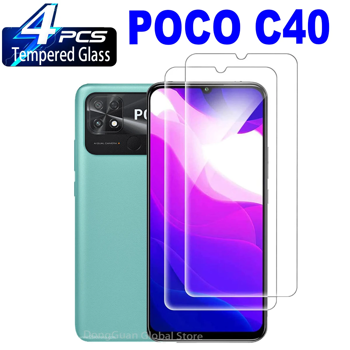 

Защитное стекло HD для Xiaomi Poco C40 C65 C55 C50 C3 F4 C31 X5 X4 X3 Pro F3 GT, 2/4 шт.