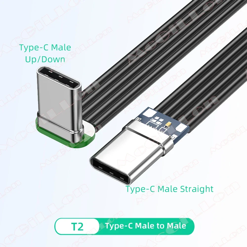 Universal Silicone Angled USB-C Charging Cable - Flat, High-Speed 60W, Multiple Lengths