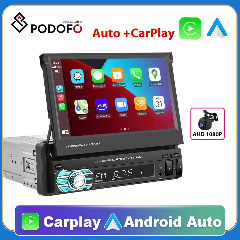 Stéréo De Voiture à écran Tactile Simple DIN - Autoradio Android QLED 10  Pouces, Récepteur Audio Amovible Avec Carplay, Android Auto, MirrorLink