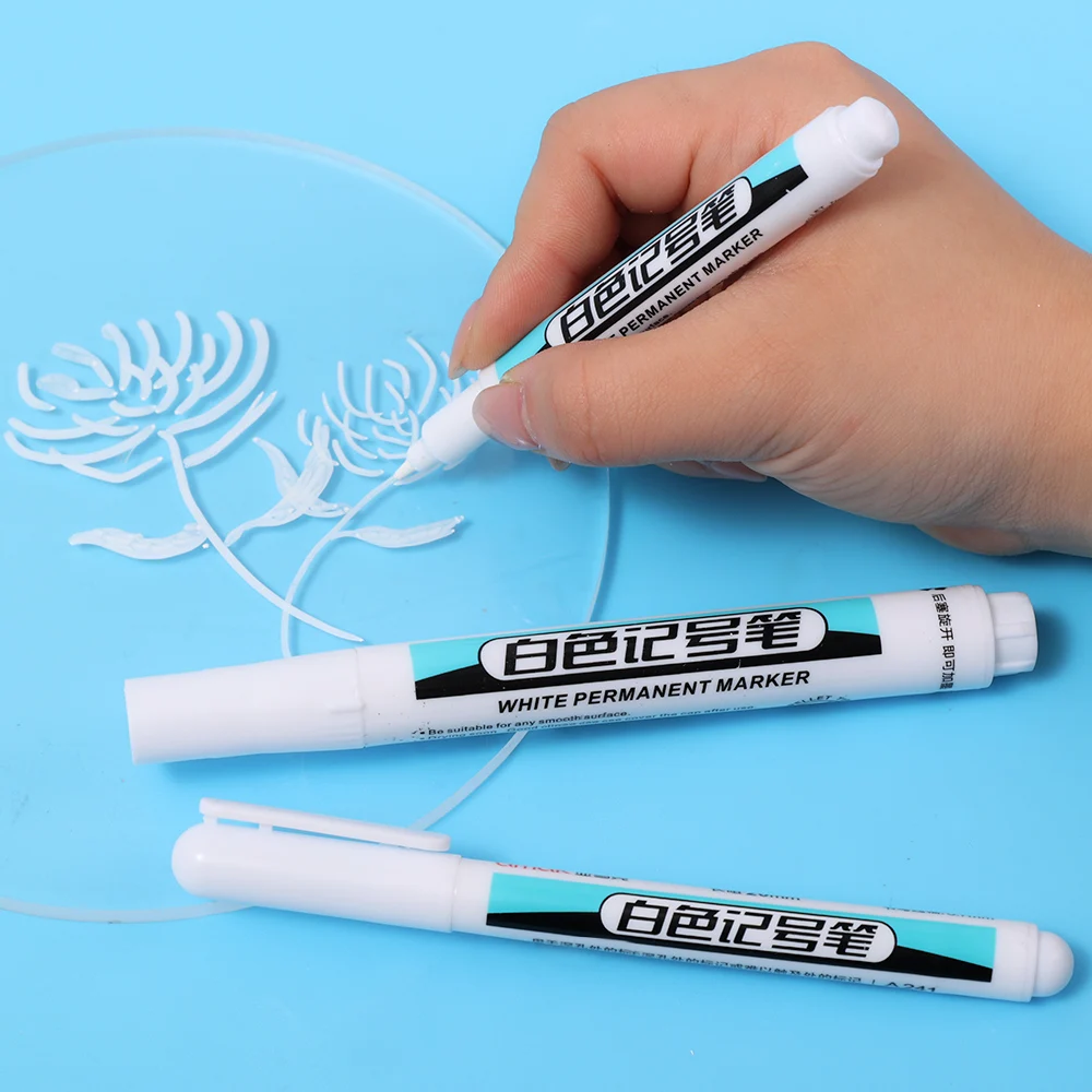 0.7/1.0/2.5mm Oily White Marker Pen Waterproof Permanent Gel Pencil  Graffiti Pens Student Notebook Painting Stationary