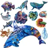 Whale 3d Jigsaw Wooden Animal Puzzles Toys Underwater World Fish Unique Puzzle Gift Interactive Games Educational Toy 1