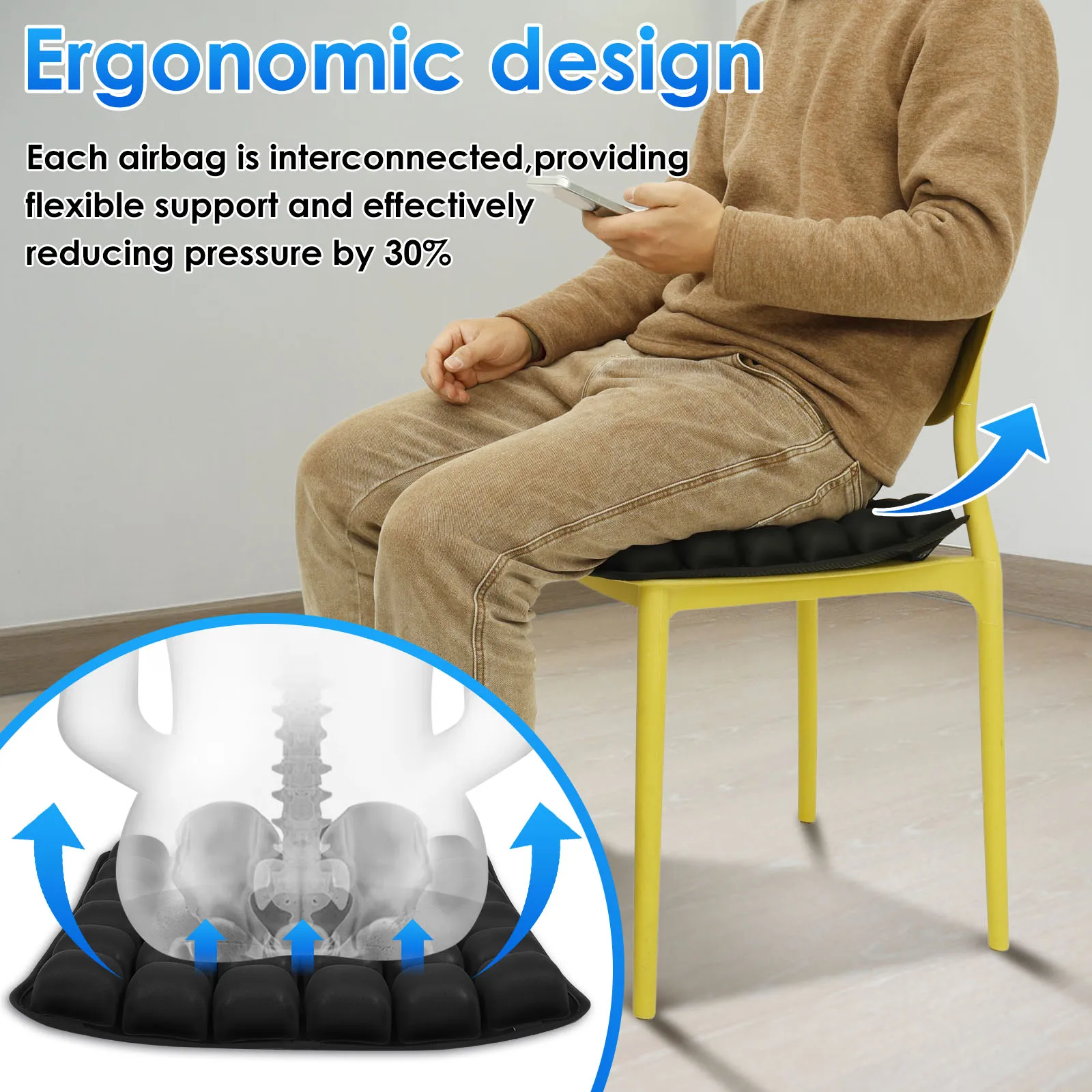 Breathable Inflatable Seat Cushion for Car Office Chair