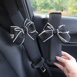 Set of 2 Stylish Bow Tie Seat Belt Covers with Comfortable Shoulder Pads for Car Interior Decor & Protection (2pcs A)