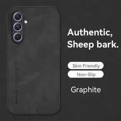 Luxurious Sheepskin Soft Leather Phone Cover - A51 (Graphite Black)