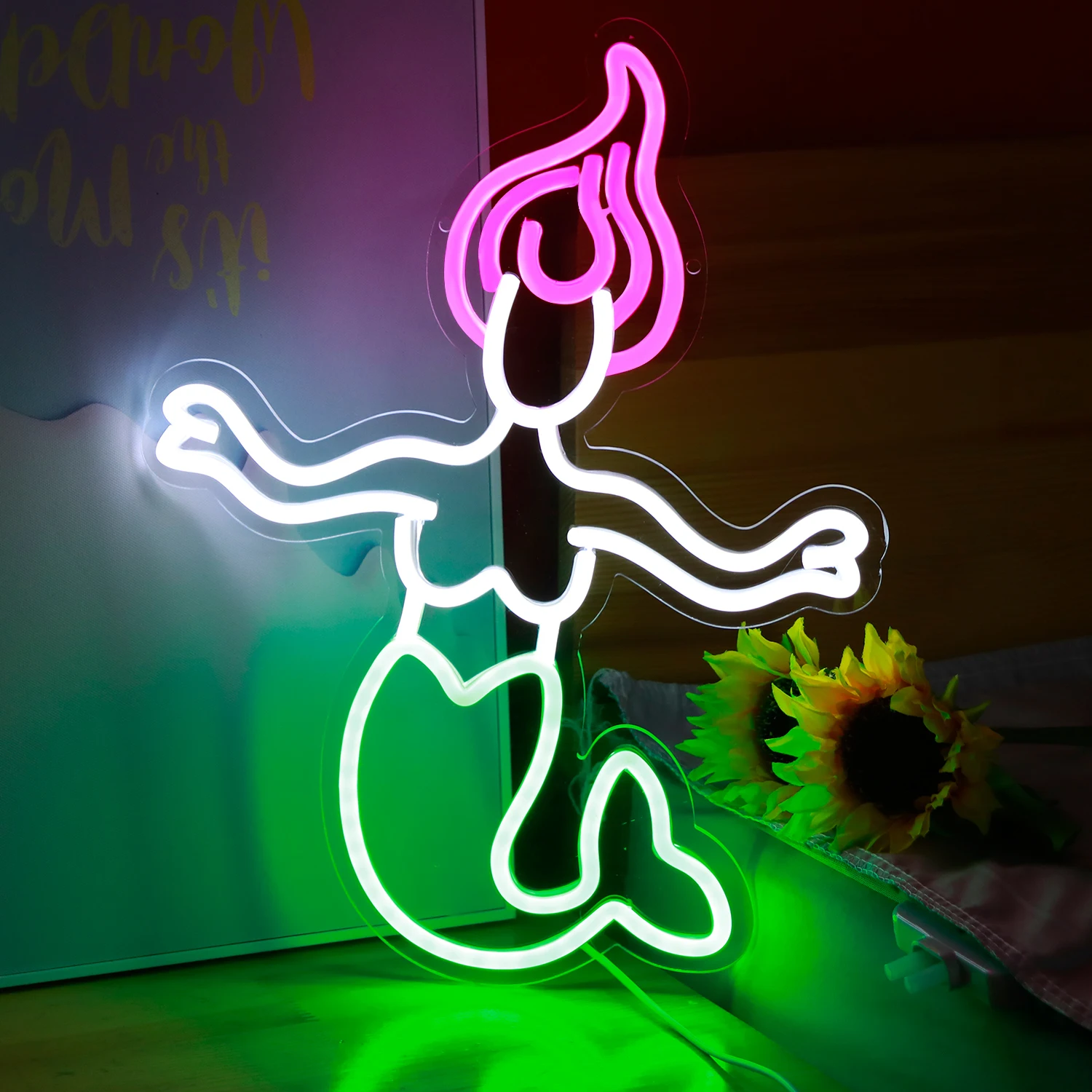 

Mermaid Neon Sign for Bedroom USB Operated Neon Light Sign for Man Cave, Anime Neon Sign Dimmable LED Neon Light for Wall Decor