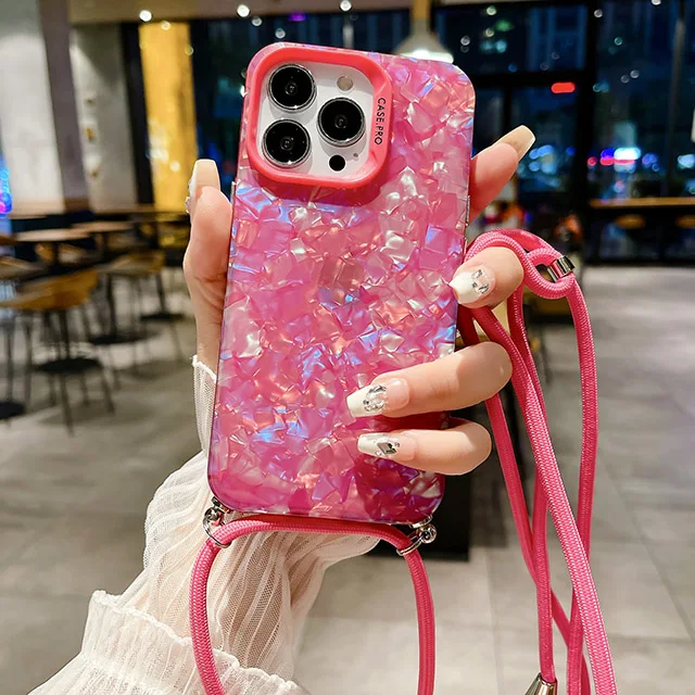 thumbnail image 1 of Luxury Neck Shoulder Strap Phone Case For iPhone 11 12 13 14 15 Pro Max Plus Crossbody Necklace Lanyard Cord Back Cover, 1 of 5