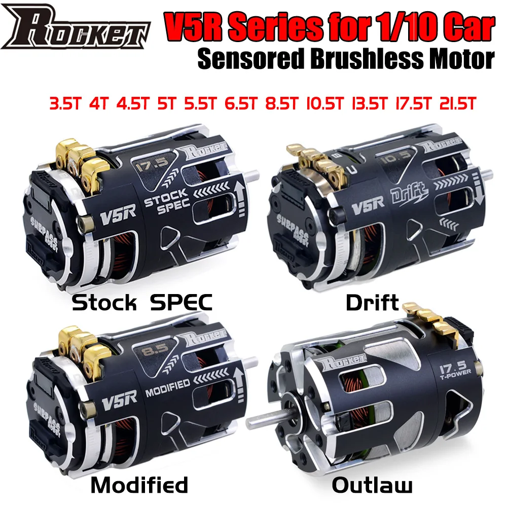 

Rocket 540 V5R 3.5/4.5/6.5/10.5T Brushless Motor Sensored for 1/10 Competition Racing RC Drift Car Traxxas Trx4 Wltoys Tamiya