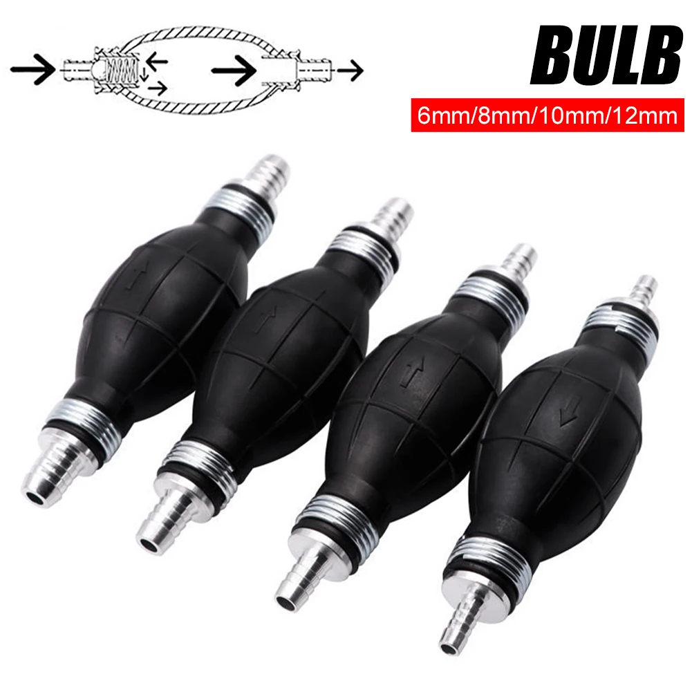 6mm/8mm/10mm/12mm Black Bulb Type Manual Fuel Pump Rubber Hand Primer Bulb Fuel Transfer Ball One Way Valve for Car Marine Boat