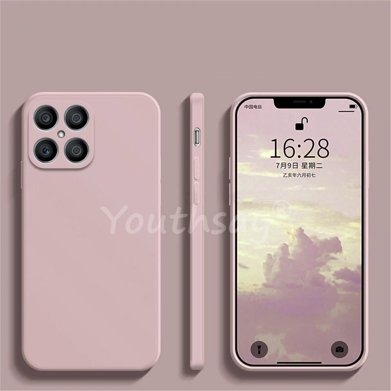 WOBURN Cover per Honor X8a, TPU Silicone e PC Antiurto Custodia con Girevole Anello, Traslucido Glassato Anti-Impronta Protettiva Case, Cielo Blu