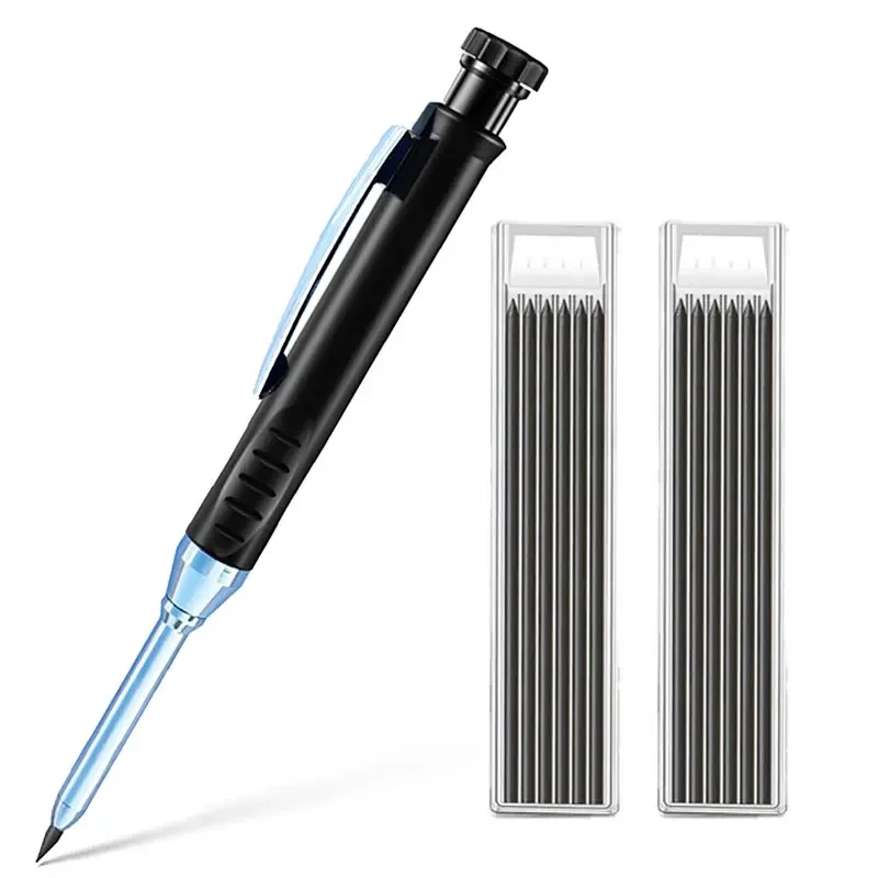 Precision Carpenter Pencil with Refill Lead and Built-in Sharpener
