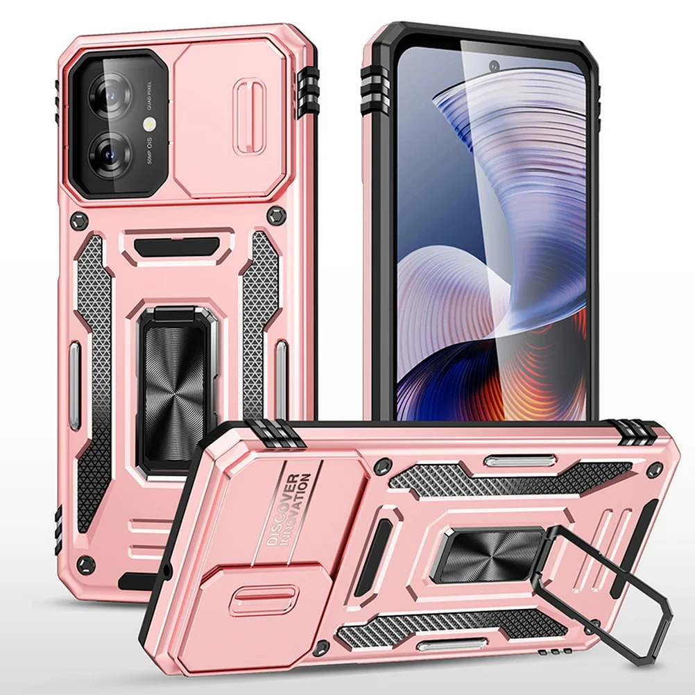 Enhanced Protective Case with Sliding Camera Cover and Metal Ring Stand