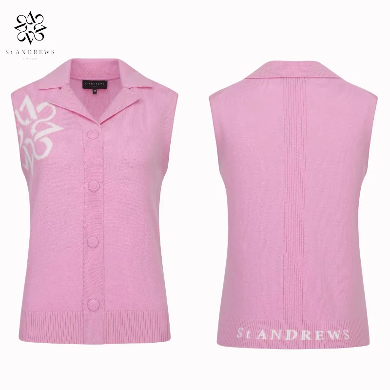 ST ANDREWS 2024 Autumn New Women's Golf Clothing Button Rabbit Velvet Knitted High Elastic Outer Vest 2