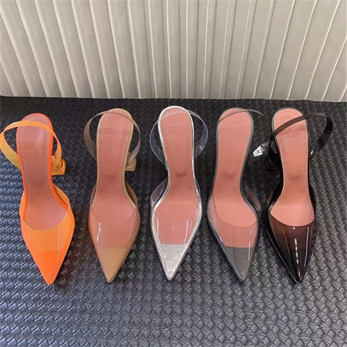 

spring glasses pointed high heels wine glasses transparent women designer sandals amina muaddi lady fashion designer brand pump