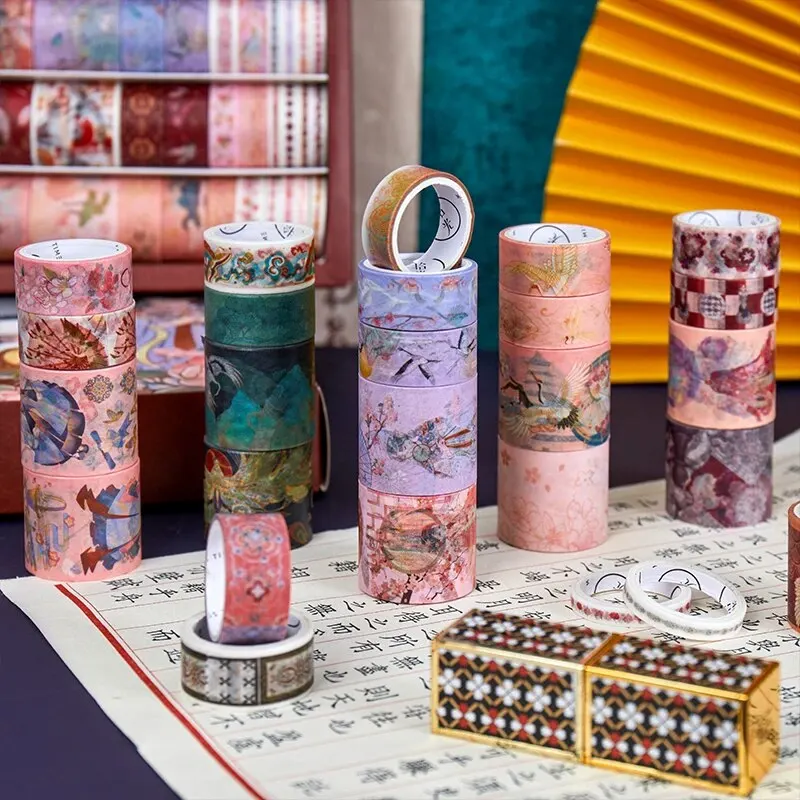 100 Rolls/set Washi Tape Ancient Aristocratic Style Crane Pattern DIY Decoration Materials Children's Gifts 3