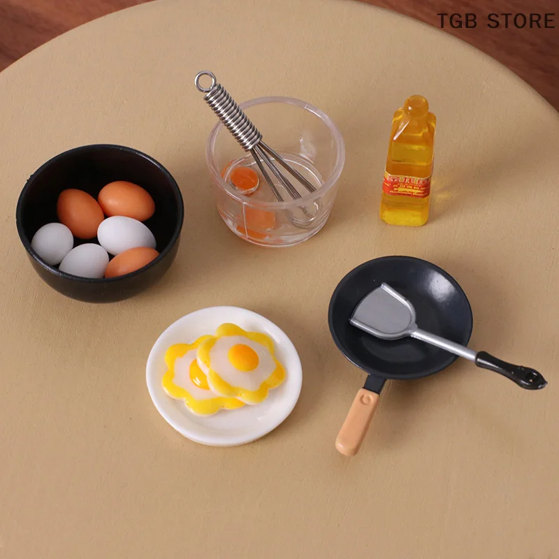 10 Teile/satz Simulation Mini Schüssel Ei Friteuse Schneebesen Lebensmittel Modell Puppenhaus Miniatur DIY Puppe Haus Zubehör Möbel Dekor – Detail 3