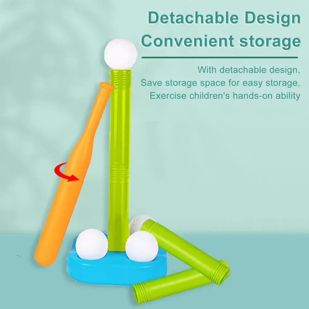 Plastic Baseball Bat T Ball Kids Baseball Softball Bat Set Batting Tee Adjustable Height Kids T-Ball Boys Girls T-Ball Games Set