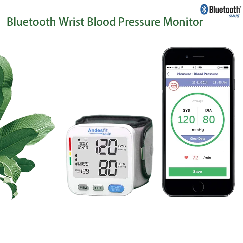 Bluetooth wrist Sphygmomanometer Automatic Electronic Blood Pressure Monitor Home Medical Measuring Large Screen Pressure Meter