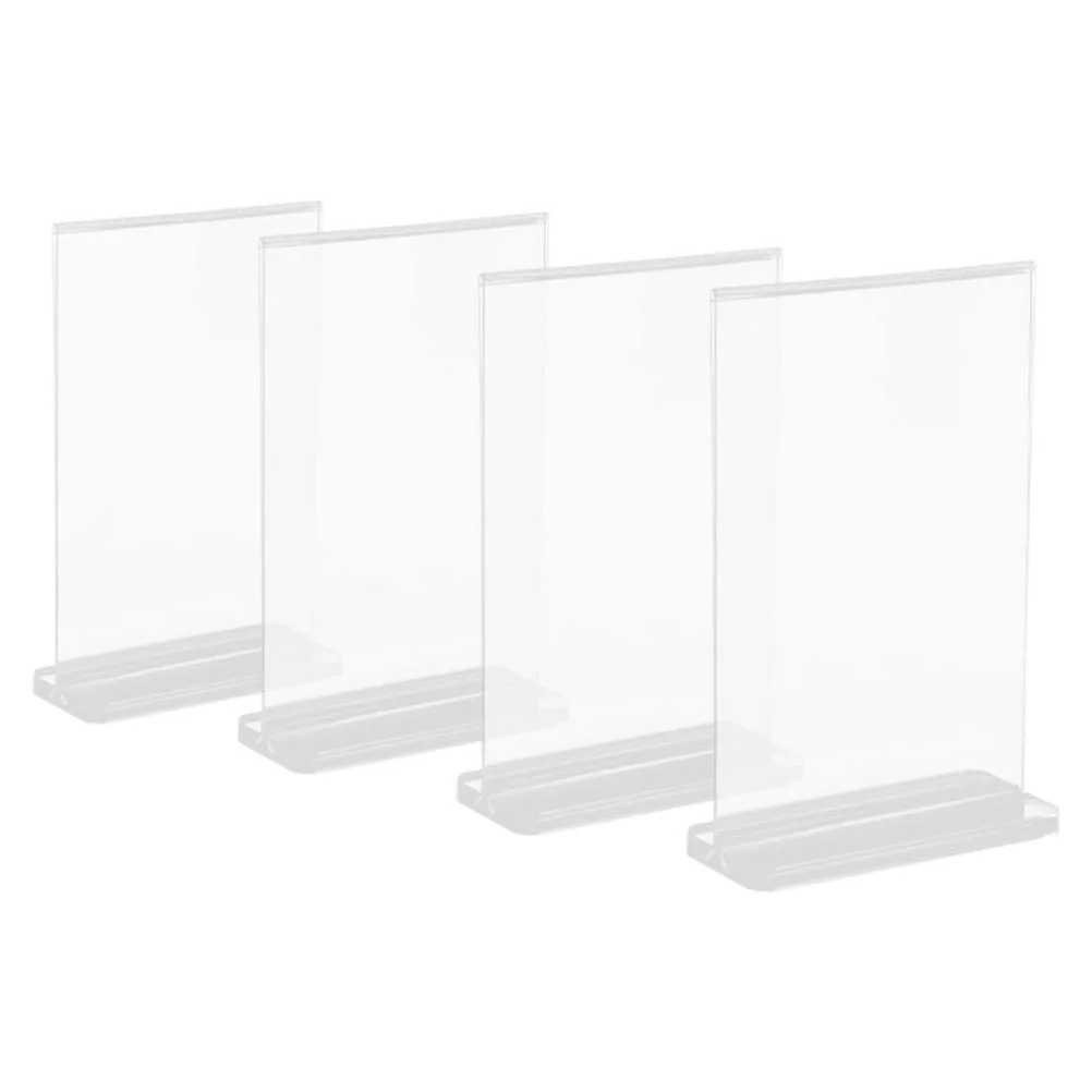 Acrylic Sign Holder Picture Frame Display Stand Clear Paper Holder Table Menu Stands 4pcs For Wedding Office Restaurant Display acrylic sign holder