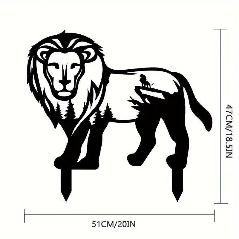 

HELLOYOUNG Lion Metal Art Garden Decoration StatuesTree Stakes Steel Animals Silhouettes Lawn Ornaments Festival Decorations & Y