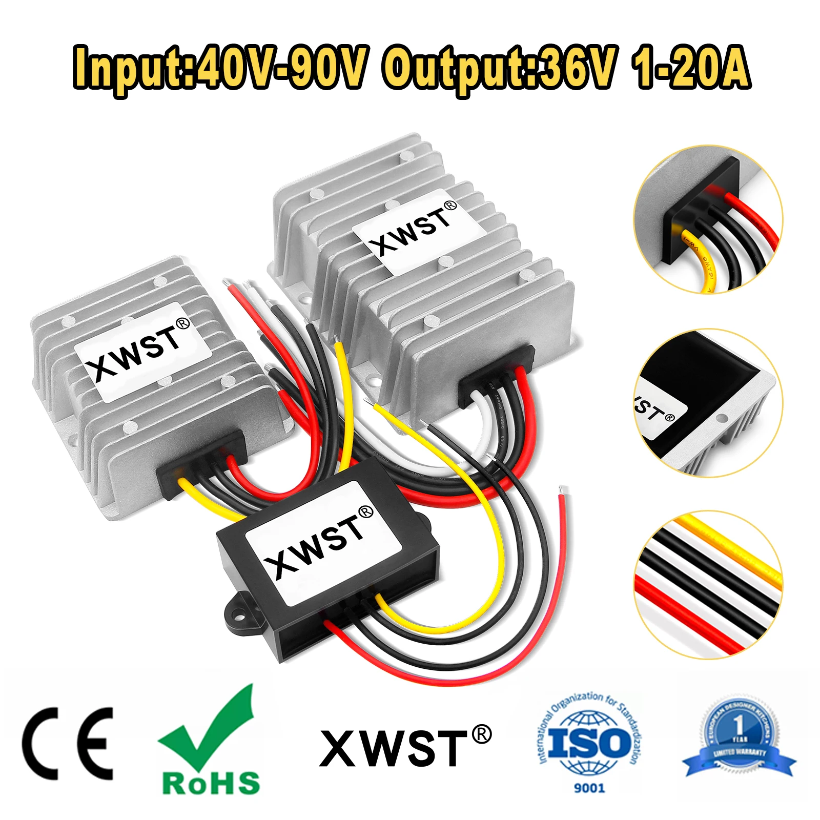 XWST DC DC 컨버터 40-90V 48V/60V/72V  36V 벅 전압 조정기 120A 스텝다운 전원 공급 모듈