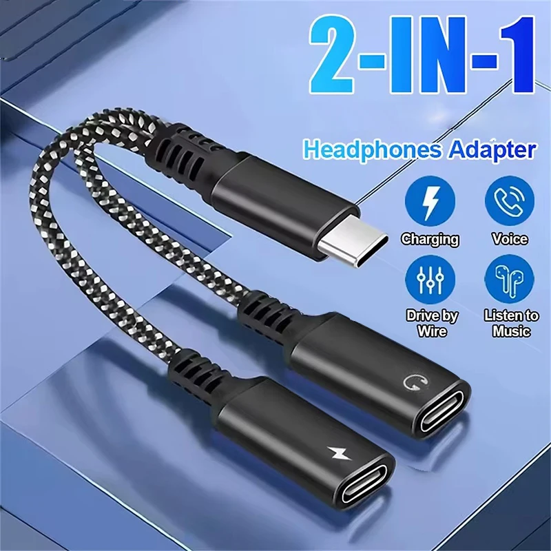 USB C 헤드폰 및 충전 어댑터 2 in 1 USB C to Aux 오디오 잭 고속 충전 케이블 코드 (화웨이 아너 갤럭시 S26 S25 S24 호환)
