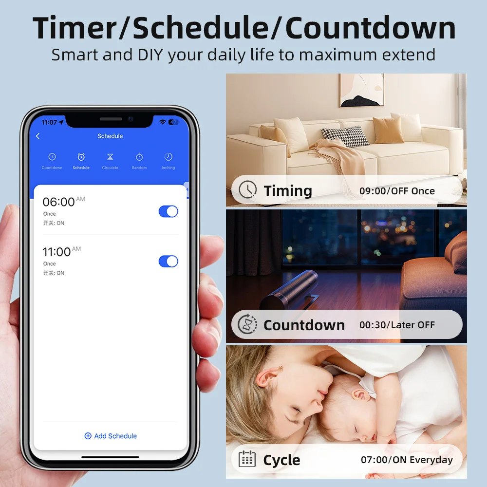 Tuya Wifi / Zigbee 16A Mini Smart Switch 1/2/3/4 Gang Support 2-way Control Work With Smart Life Alexa Google Home Yandex Alice