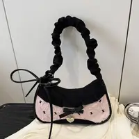 Mini sacs à main à grille de mode, sangle d'épaule réglable, sac de transport coréen à main, sac à bandoulière simple, pochette sous les bras 6