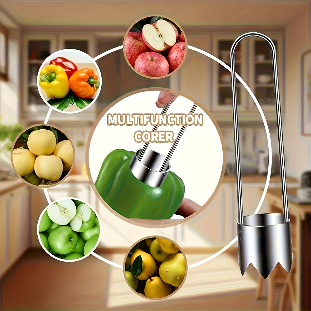 1/2pc Stainless Steel Corer Portable Core Remover Vegetable Fruit Core Extractor Multi-Use Kitchen Corer Remover Tool for Pepper 4