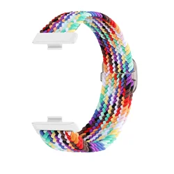Braided Solo Loop Adjustable Sport Strap for Huawei Watch Accessories - Replacement Correa Bracelet Band (Official rainbow)