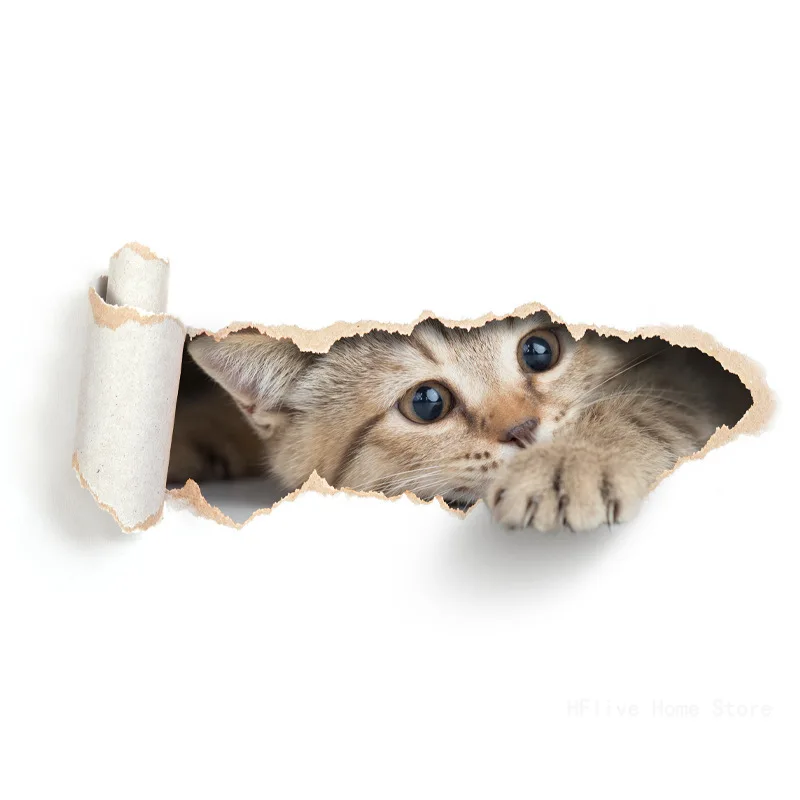 Cartoon Hole Cat Toilet Sticker Bathroom and Bathroom Beautification Decoration Toilet Lid Waterproof 3D Self-Adhesive Sticker