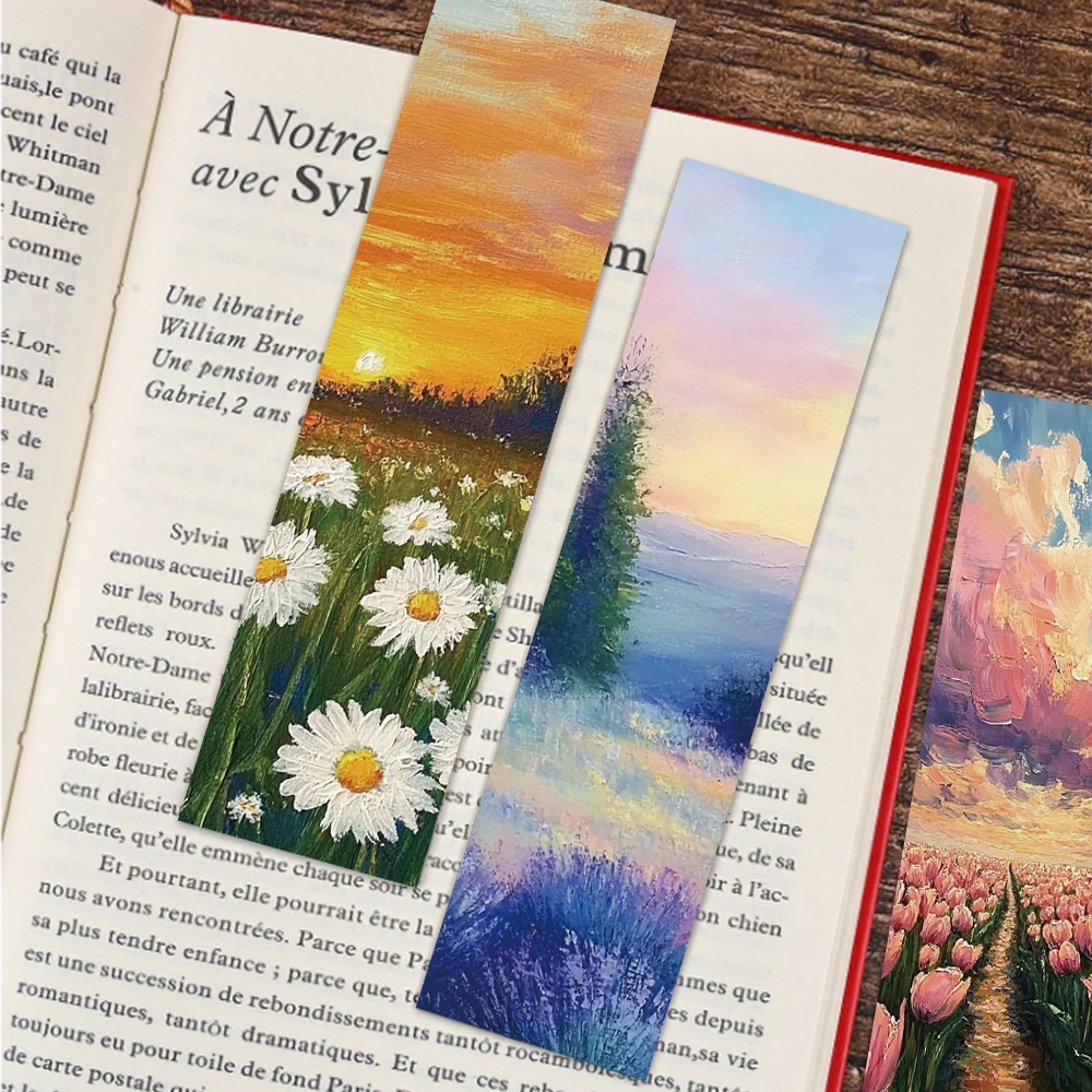 Romantic Landscape Oil Painting Bookmarks for Students Reading Books Labeling Paper Cards DIY Book Page 30pcs
