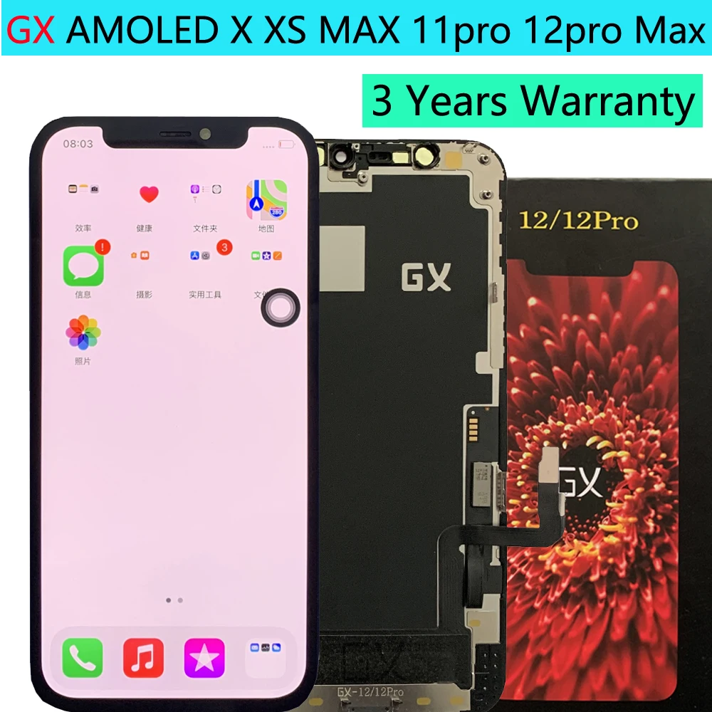 

Top GX Soft AMOLED LCD Display OLED For iphone 11 13 13Mini 11pro 12pro X XS MAX XR 12mini 3D Digitizer Touch True Tone LCD