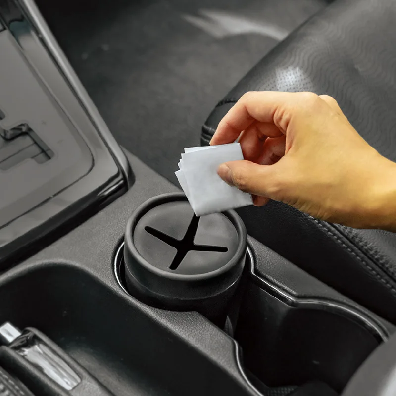 Compact Round Car Trash Can - Mini Storage Interior Accessory