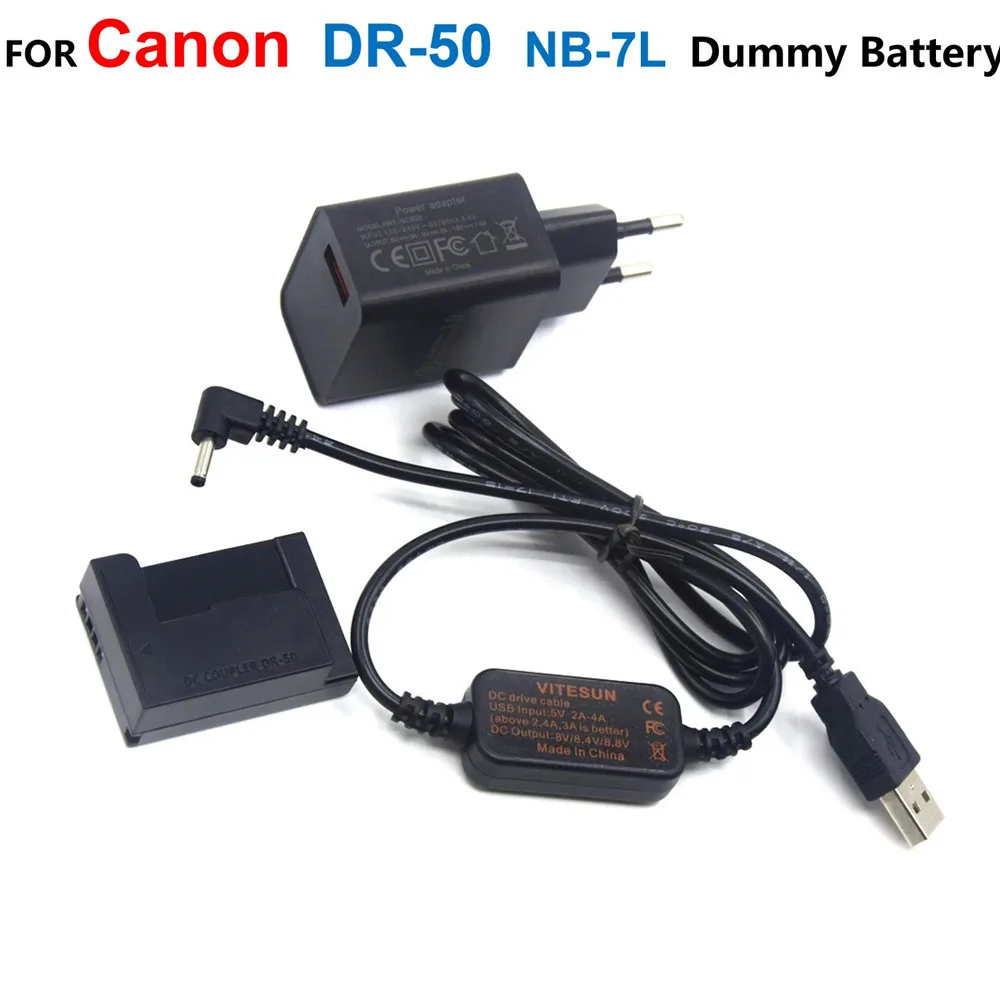 Dr-50 Nb-7L Batteria Fittizia Nb7L + Cavo Usb Cb-2Lze + Caricatore Usb Qc3.0 Per Canon Powershot G10 G11 G12 Sx30 È Serie Sx30Is Sx
