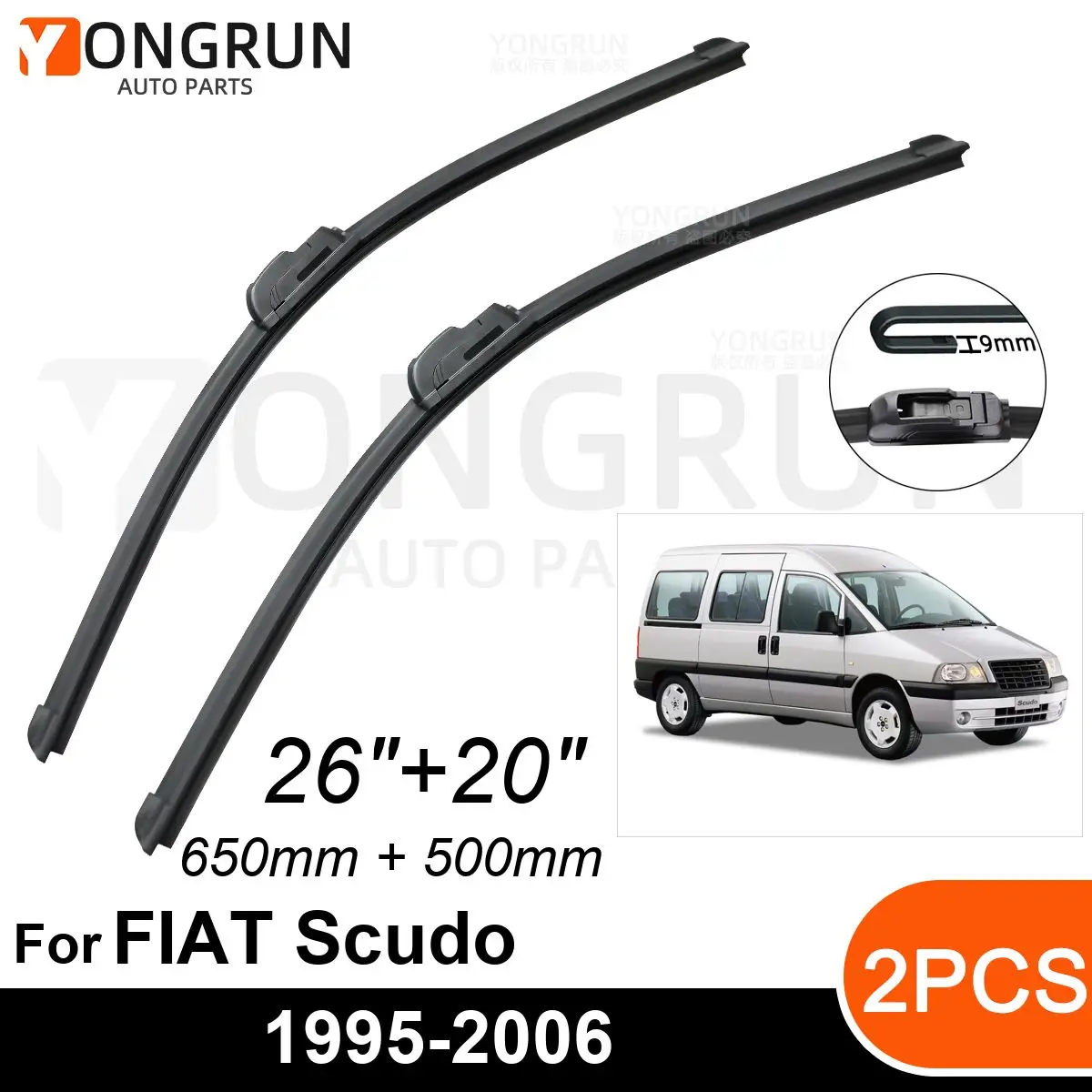 

Стеклоочистители для переднего стекла автомобиля FIAT Scudo 1995-2006, резиновая щетка стеклоочистителя 26 + 20 дюймов, аксессуары для лобового стекла автомобиля