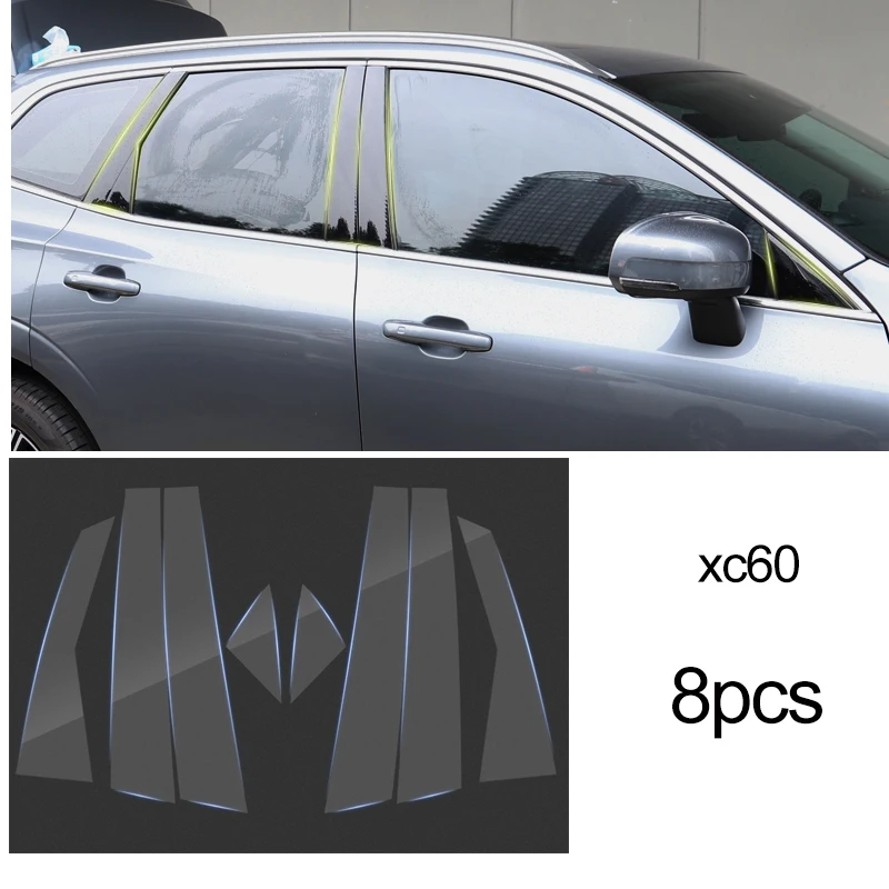 TPU 특수 자동차 창 자동차 사이드 포스트 투명 보호 필름 스티커, 볼보 XC60 XC90 XC40 V90 V60 S60 S90 액세서리