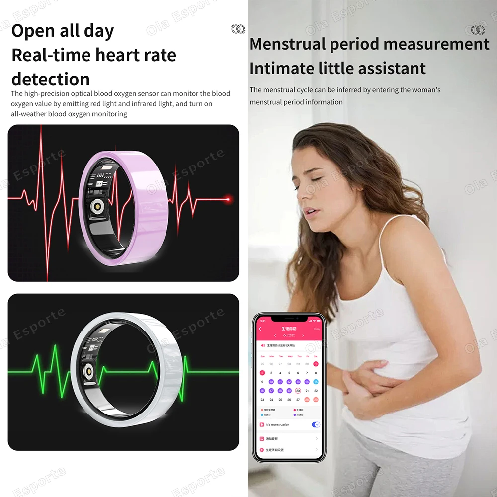 New For Android IOSCeramic Smart Ring Support NFC Access Control Men Women Heart Rate Sleep Monitor IP68&5ATM Waterproof Rings