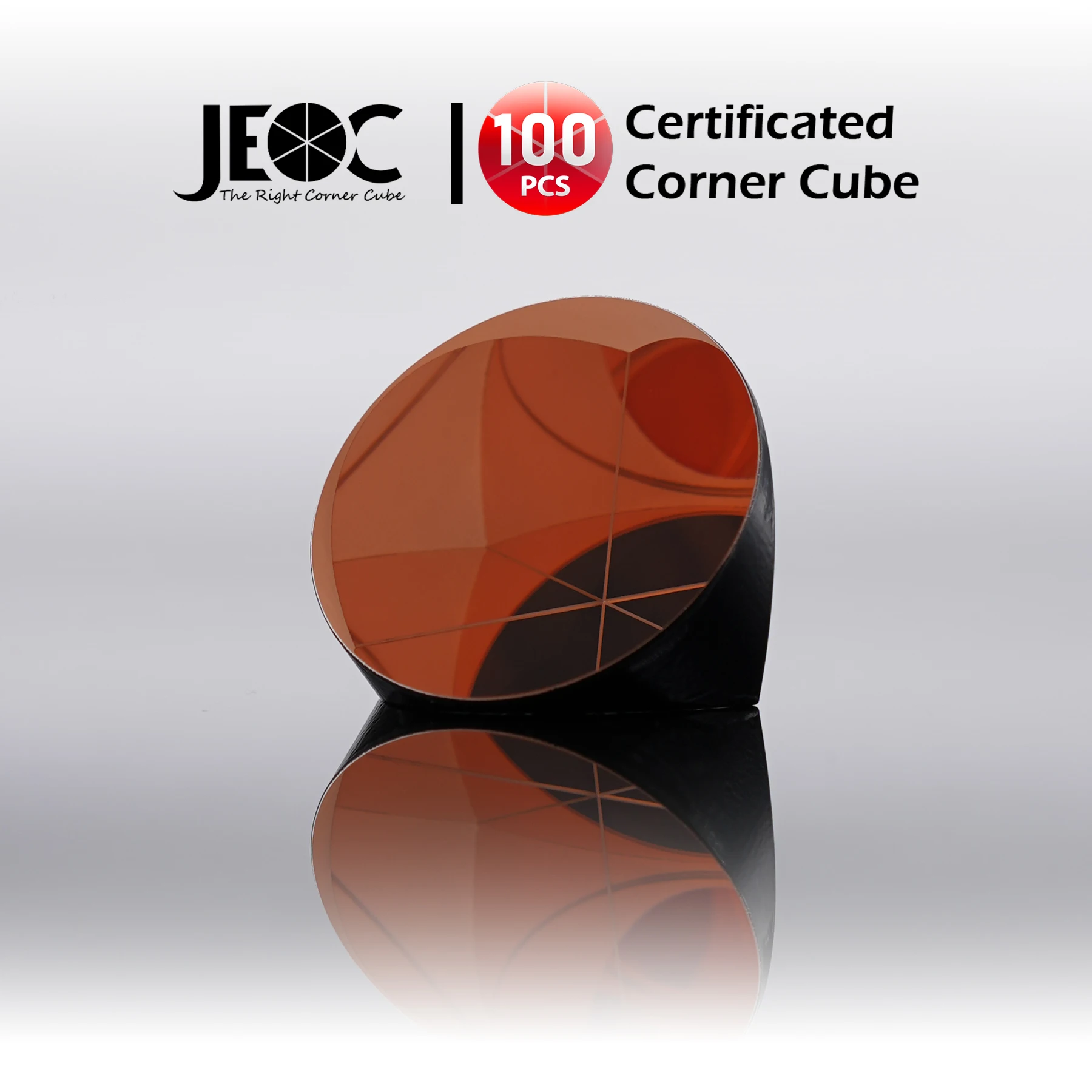 

100pcs JEOC Certificated Corner Cube, 38.1mm (1.5") Diameter, 28.5mm (1.12") Height reflective prism, Copper Coated