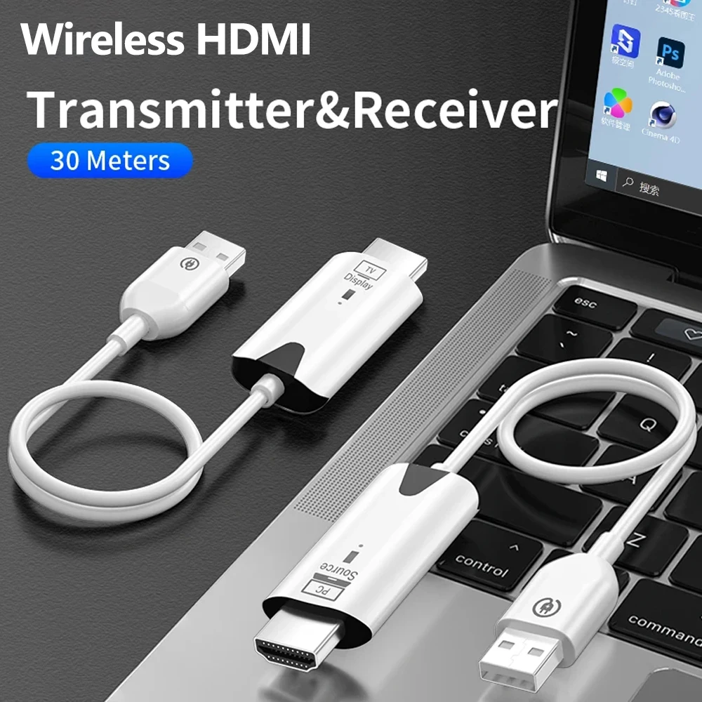 휴대용 무선 HDMI 송신기 및 리시버, 플러그 앤 플레이, 노트북, TV 박스, PS4, 5 용, 1080P HDMI 익스텐더, 164FT, 50M 범위