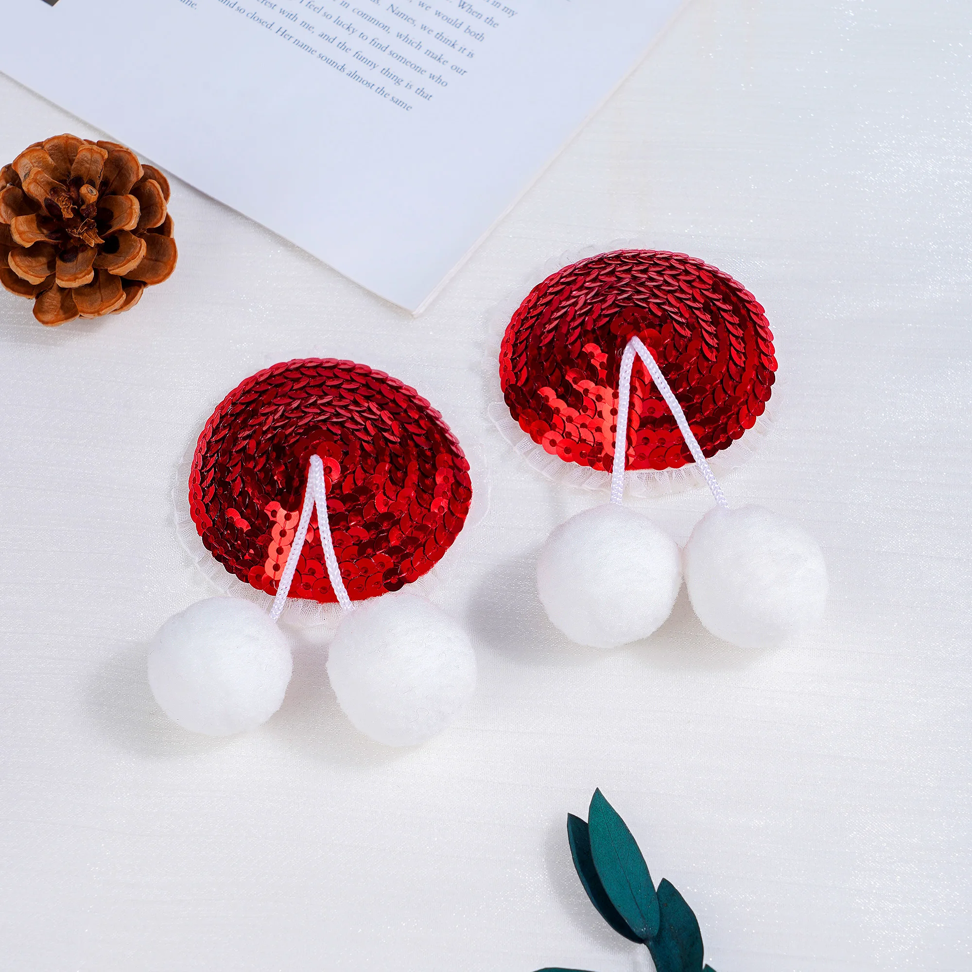 Наклейки для груди рождественское, с блестками, кружевные, красные, 1 пара