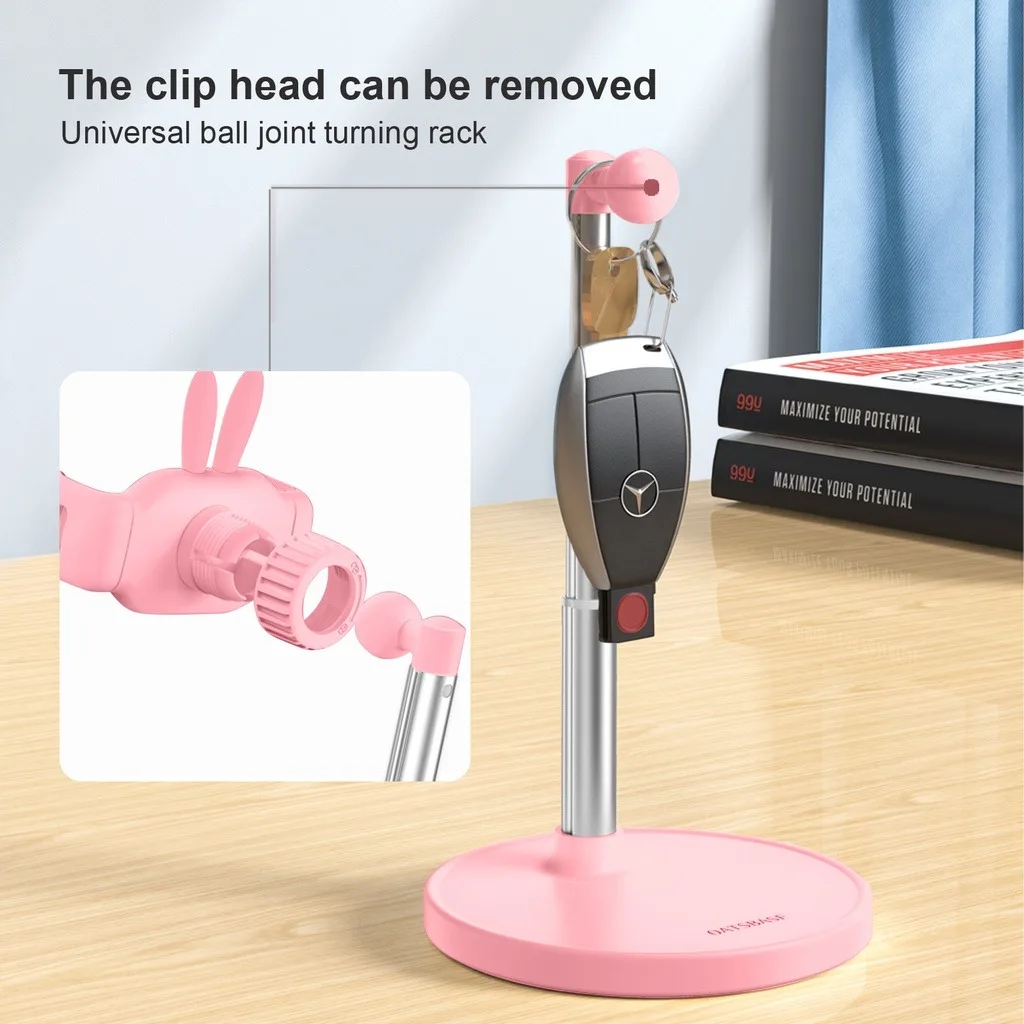 Eary Cute Bunny Phone Holder Height Telescopic Adjustable Desk Stand With 360 Rotatable Multi-Angle Bracket For Video Recording